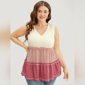 BNWT Womens Frill Trim Ruffle Tiered Top